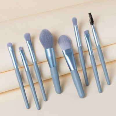 Buy Again best selling custom logo 8 pcs light baby blue makeup brush