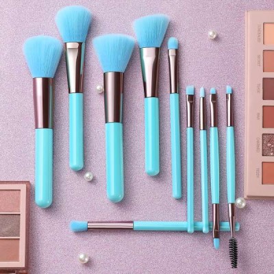 Buy Again 2021 cheap wholesale custom logo 10 pcs make up blue brushes