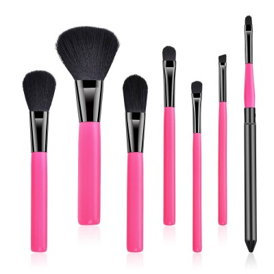 Buy Again pink series cheap wholesale custom logo 7 pcs private label make up brushes bright pink