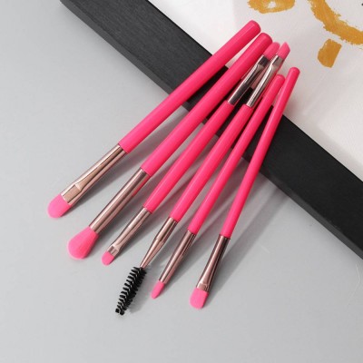 Buy Again pink series new cheap wholesale custom logo 6pcs hot pink eyeshadow lash eyebrow brush