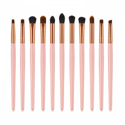 Buy Again pink series high quality private label pro 11 pcs wooden brush pink eye brushes