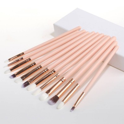 Buy Again pink series cheap wholesale 12pcs eye brushes makeup dirty pink matte for cosmetic