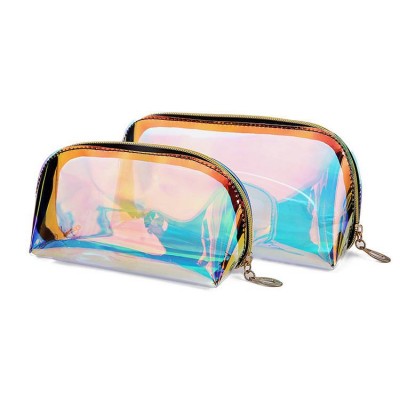 Buy Again best selling Cosmetics makeup brush bag custom logo Golden transparent make up brushes bag case