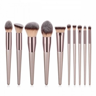 Wholesale Custom Logo High-end Luxury 10pcs Nude Champagne Gold Makeup Brush Set