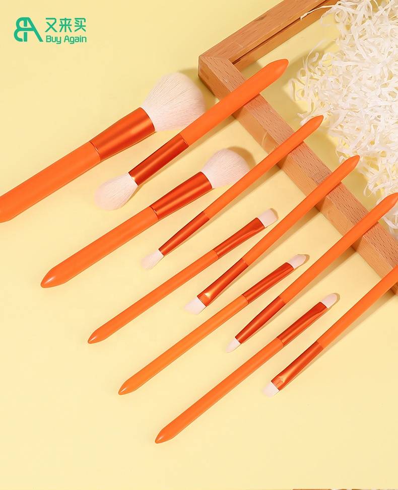 2022 Bright Colorful Face Make Up Brush Cosmetic Tools Set Vegan Makeup Tool Kits Green Orange Blue Pink Makeup Brush Sets