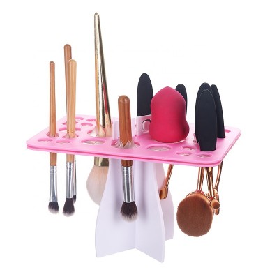 Buy Again cheap wholesale pink acrylic makeup artist brush holder cosmetic makeup brush drying rack