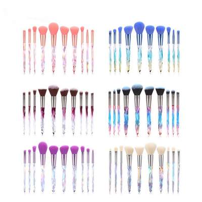 wholesale vegan 10pcs high quality professional synthetic private label crystal makeup brushes for cosmetics