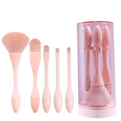 2020 best selling  5pcs mini travel makeup brush with acrylic transparent brush cylinder holder