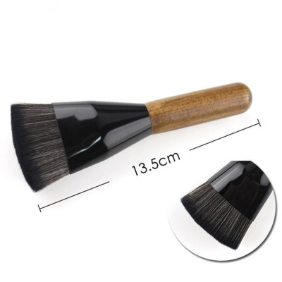 Custom bamboo foundation applicator spa soft fan teklon cosmetics body face mask brush facial