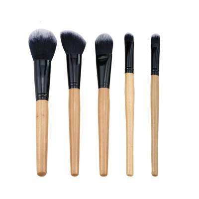 2020 High quality eco Synthetic flat set custom logo charcoal handle vegan bamboo makeup brush