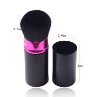 Aluminium Handle Retractable Round Powder Make Up Brush Kabuki Cosmetic Brush Kabuki Blusher Brush Black Factory Wholesale