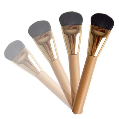 Luxury flat top head liquid gold makeup tools angular bamboo foundation brush single