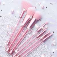 Wholesale Traveling 7pcs pink makeup brushes contour highlight eyeshadow fan-shaped brush